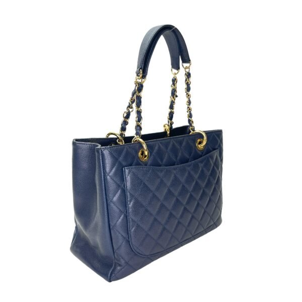 GST Medium Blue Tote Bag in Caviar Leather, Gold hardware - Image 4
