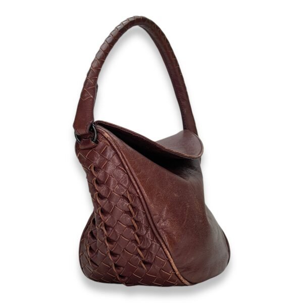 Intrecciato Shoulder bag in Calfskin, Gunmetal Hardware - Image 4