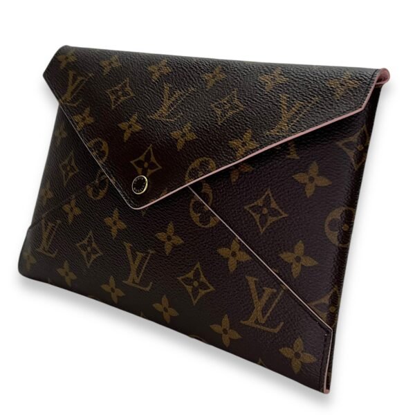 Kirigami Pouch Brown in Monogram Coated Canvas, Gold hardware - Image 4