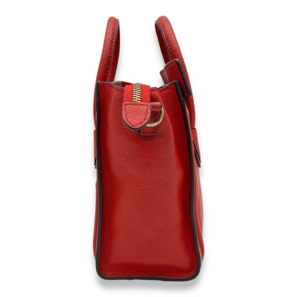 Luggage Crossbody Bag Nano Red in Calfskin, Gold hardware - Image 4