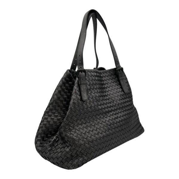 Intrecciato Shoulder Bag Metallic Grey in Calfskin, Gunmetal hardware - Image 4