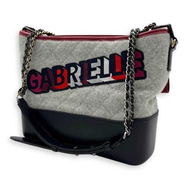 Gabrielle Shoulder Bag Large White in Wool, Mixed hardware - Image 4