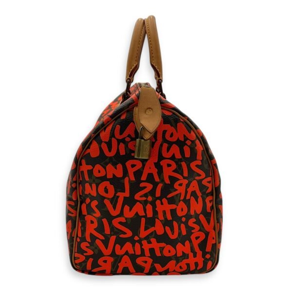 Stephen Sprouse Speedy 30 Brown Top Handle Bag in Monogram Coated Canvas, Gold hardware - Image 4