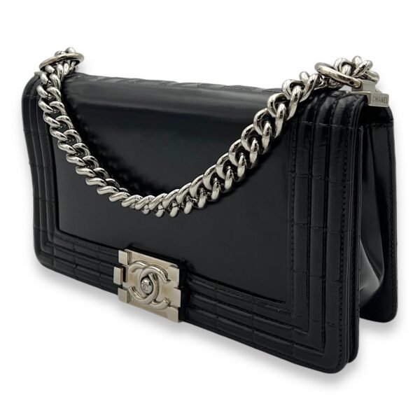 Boy Shoulder Bag Black in Calfskin, Silver hardware - Image 4