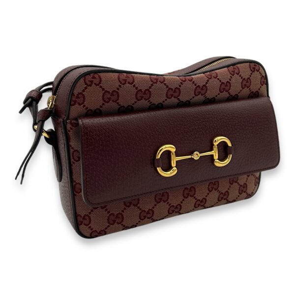 Horsebit 1955 Crossbody Bag Red in Canvas, Gold hardware - Image 4