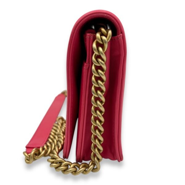 Boy Wallet On Chain Pink in Calfskin, Gold hardware - Image 4