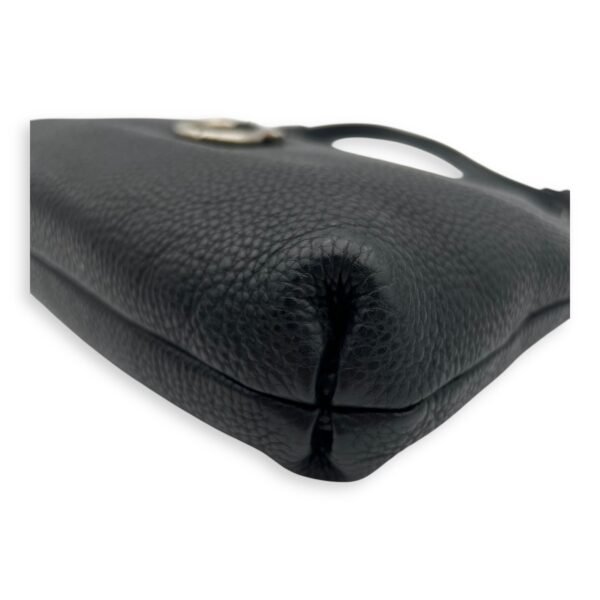 Gancini Black Shoulder Bag in Calfskin, Silver hardware - Image 12