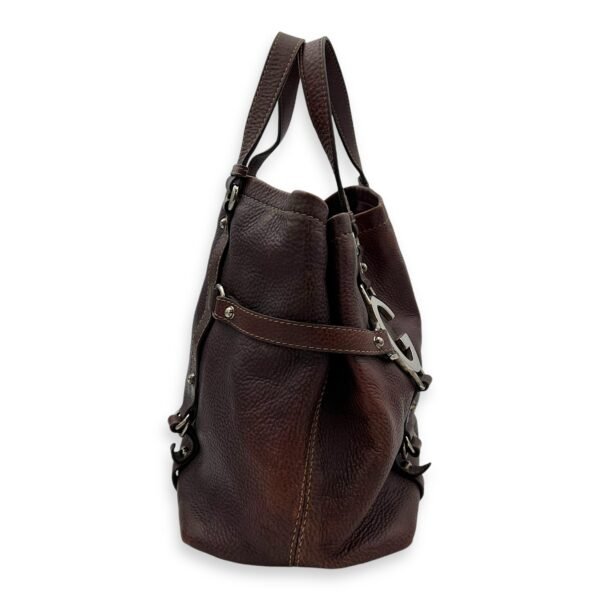 GG Tote Bag Brown in Calfskin, Silver hardware - Image 4