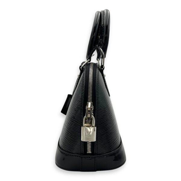 Alma Top Handle Bag BB Black in Patent Leather, Silver hardware - Image 4