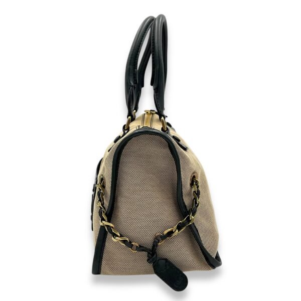 Haley Top Handle Bag Brown in Canvas, Gold hardware - Image 42