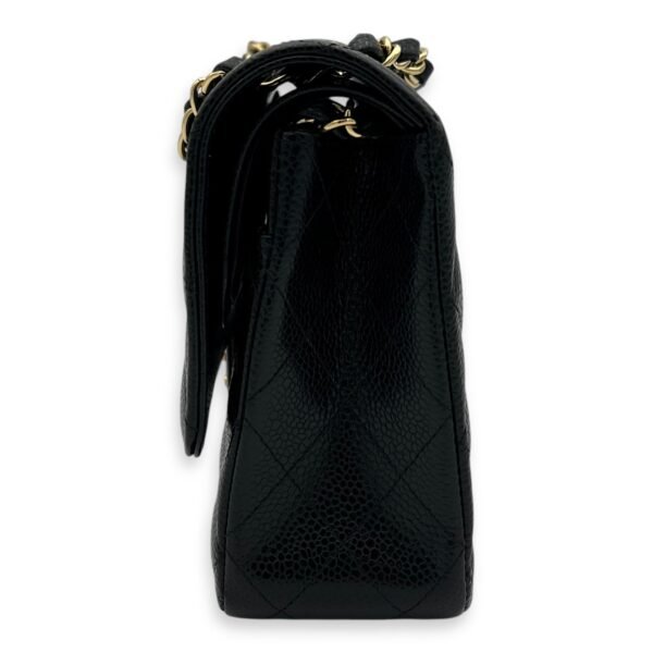 Classic Flap Medium Black Shoulder Bag in Caviar Leather, Gold hardware - Image 3