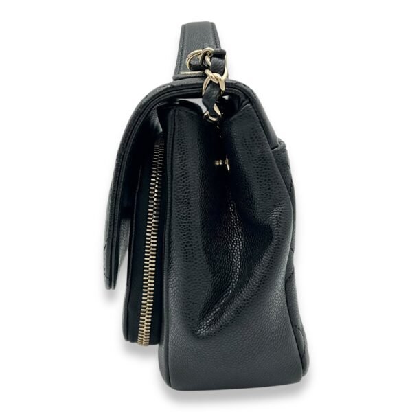 Business Affinity Medium Black Top Handle Bag in Caviar Leather, Gold hardware - Image 4