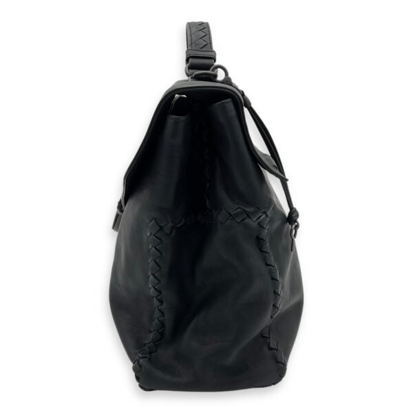 Flap Briefcase Black in Goat Leather, Ruthenium hardware - Image 4