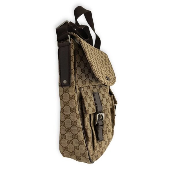 GG Canvas Brown Messenger in Jacquard, Silver hardware - Image 4
