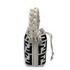 Mon Tresor Mini White Bucket Bag in Canvas, Silver hardware - Image 4