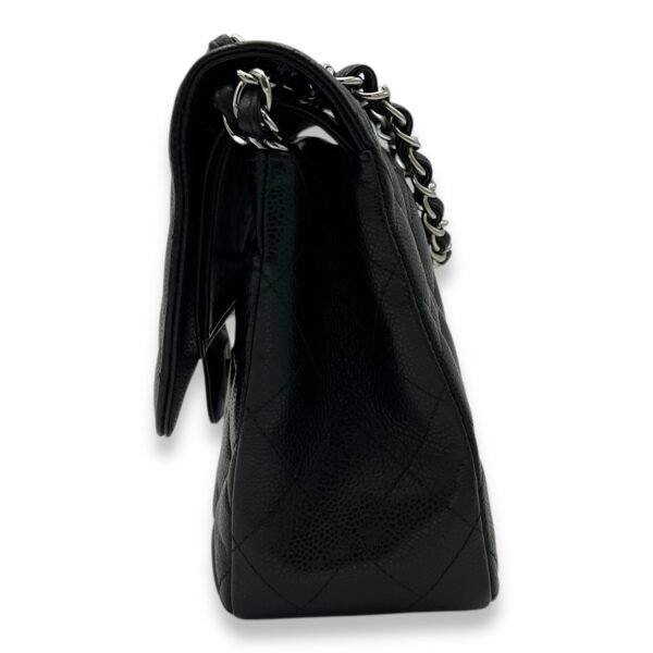 Classic Shoulder Bag Jumbo Black in Caviar Leather, Silver hardware - Image 4
