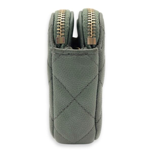 Double Zipped Green Crossbody Bag in Caviar Leather, Gold hardware - Image 4