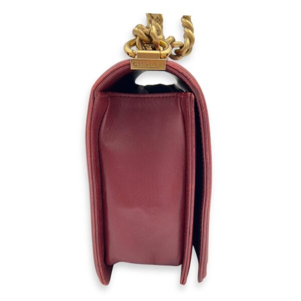 Boy Shoulder Bag Medium Red in Calfskin, Gold hardware - Image 4
