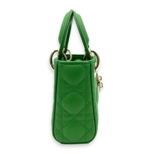 Lady Dior Top Handle Bag Micro Green in Lambskin, Gold hardware - Image 6
