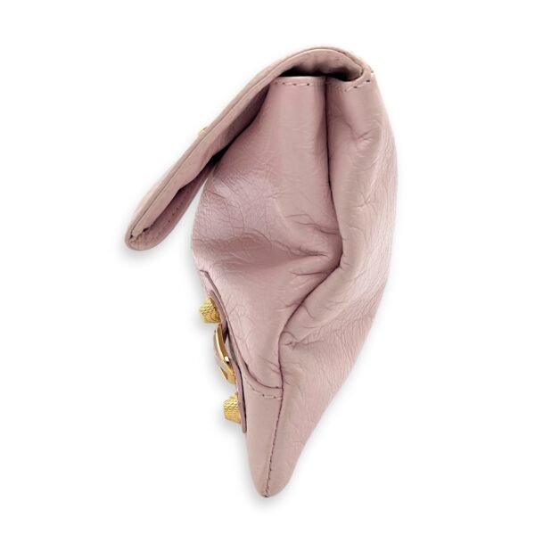 Envelope Clutch Pink in Distressed Leather, Gold hardware - Image 4