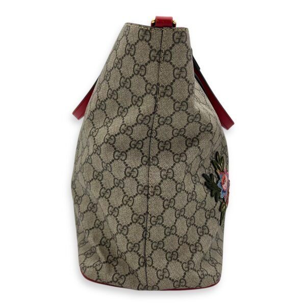 GG Supreme Snake Heart Grey Tote Bag in Coated Canvas, Silver hardware - Image 4