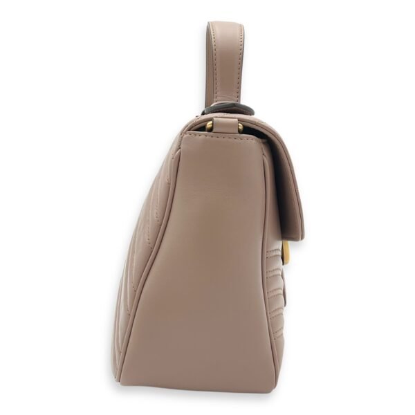 GG Marmont Top Handle Bag Beige in Calfskin, Gold hardware - Image 4