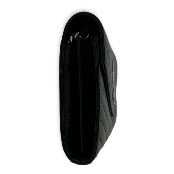Cassandre Black Wallet On Chain in Calfskin, Silver hardware - Image 4
