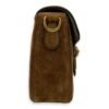 Lady Web Brown Shoulder Bag in Suede Leather, Gold hardware - Image 4