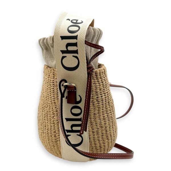 Bucket Crossbody Bag Brown in Jute, Gold hardware - Image 4