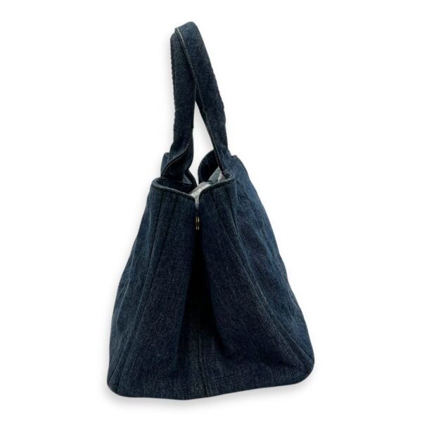 Canapa Top Handle Bag Blue in Denim, Gold hardware - Image 4
