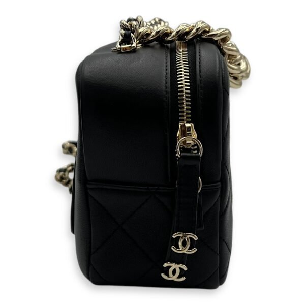 CC Camera Studded Black Shoulder Bag in Lambskin, Gold hardware - Image 4