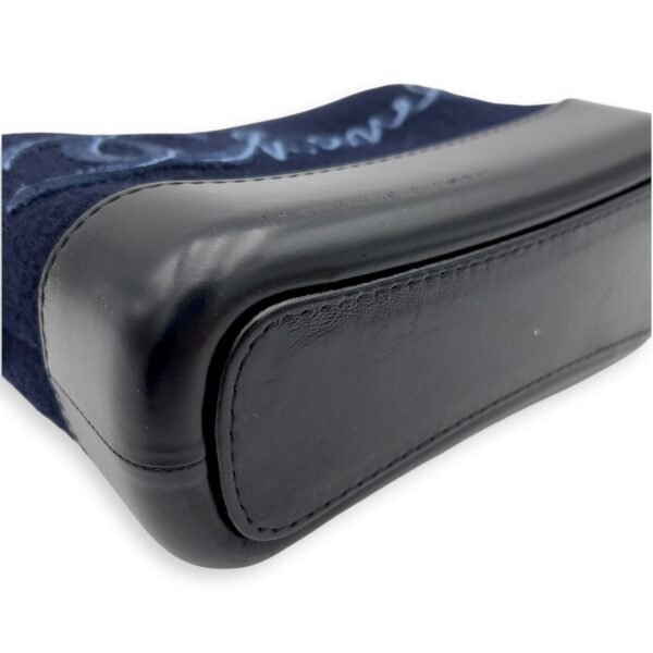 Gabrielle Small Blue Crossbody Bag in Felt Fabric, Mixed hardware - Image 4
