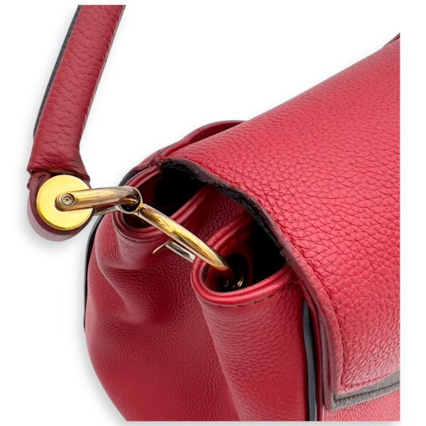 Double V Top Handle Bag Red in Calfskin, Gold hardware - Image 6