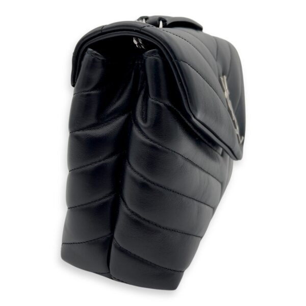 Loulou Small Black Shoulder Bag in Calfskin, Silver hardware - Image 5
