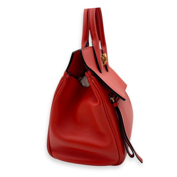 Studio Red Top Handle Bag in Calfskin, Gold hardware - Image 4