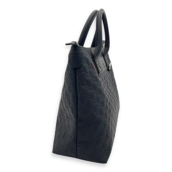 Guccissima Top Handle Bag Black in Calfskin, Silver hardware - Image 4