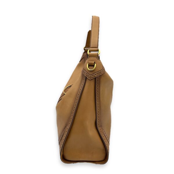 Duilio Brogue Shoulder Bag Brown in Calfskin, Gold hardware - Image 4