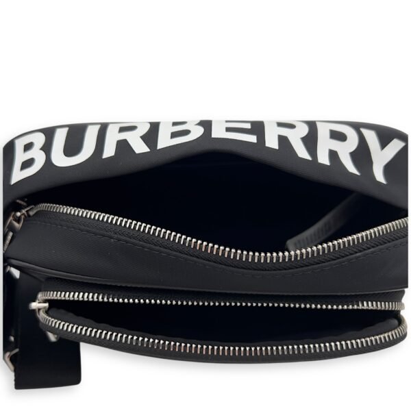 Logo Crossbody Bag Black in Nylon, Silver hardware - Image 4