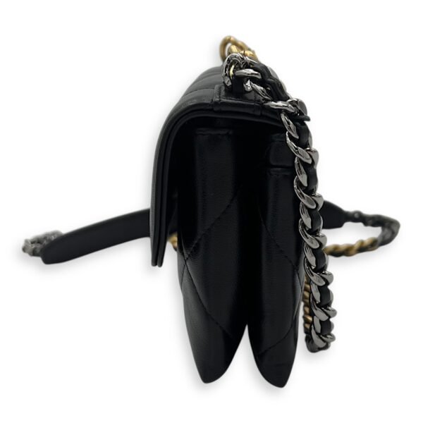 C19 Chain Pouch Black Crossbody Bag in Lambskin, Mixed hardware - Image 4