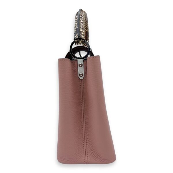 Capucines PM Pink Top Handle Bag in Taurillon Leather, Silver hardware - Image 3