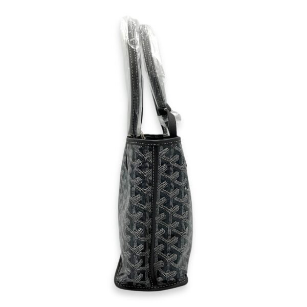 Anjou Tote Bag Grey in Coated Canvas, Silver hardware - Image 4