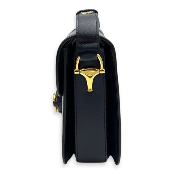 Horsebit 1955 Shoulder Bag Blue in Calfskin, Gold hardware - Image 4