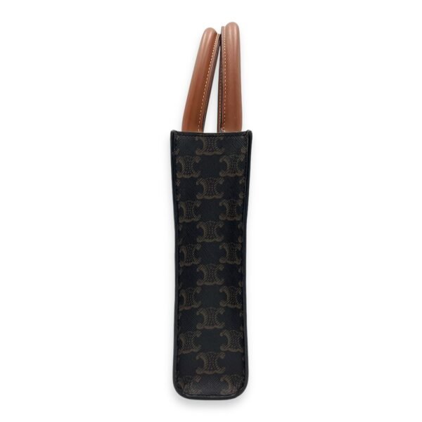 Cabas Triomphe Vertical Top Handle Bag Brown in Coated Canvas, Gold hardware - Image 4