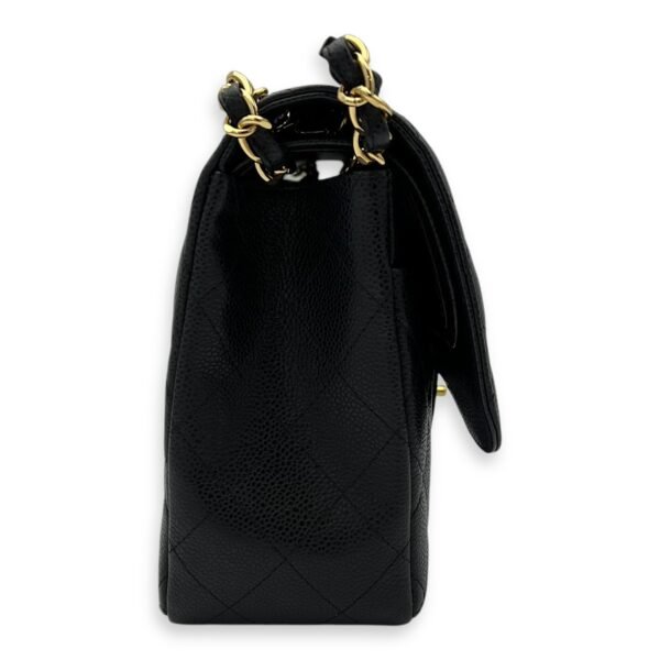Classic Double Flap Jumbo Black Shoulder Bag in Caviar Leather, Gold hardware - Image 4