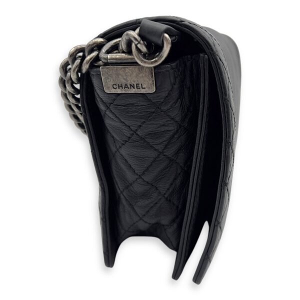 Boy Black Shoulder Bag in Calfskin, Ruthenium hardware - Image 8