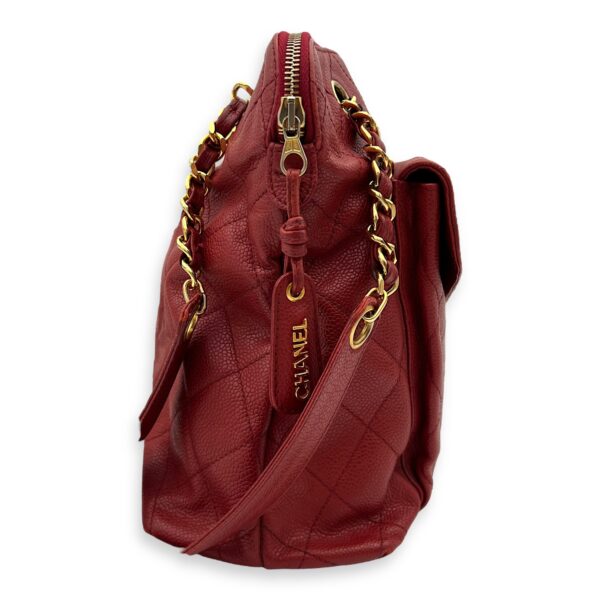 CC Turnlock Shoulder Bag Red in Caviar Leather, Gold hardware - Image 3