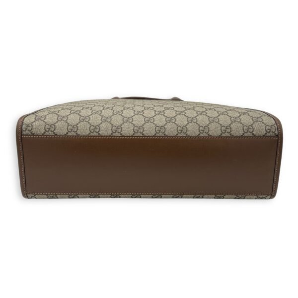 Interlocking G Brown Top Handle Bag in Coated Canvas, Gold hardware - Image 5