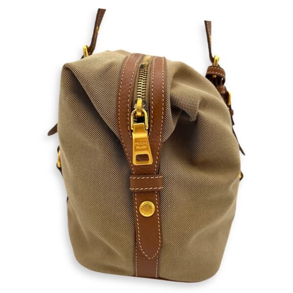 Bauletto Brown Tote Bag in Canvas, Gold hardware - Image 5