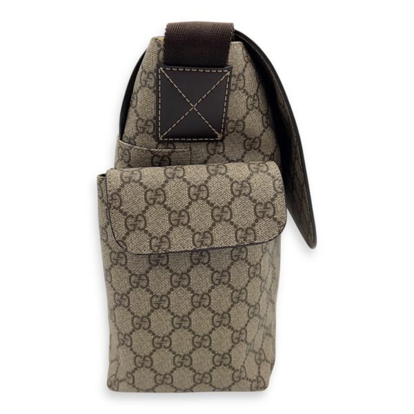 GG Supreme Diaper Bag Brown in Coated Canvas, Gold hardware - Image 4