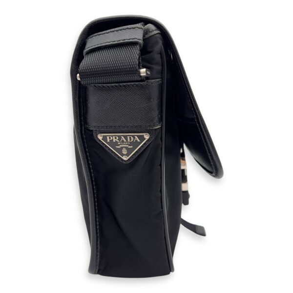 Logo Black Crossbody Bag in Nylon, Silver hardware - Image 4